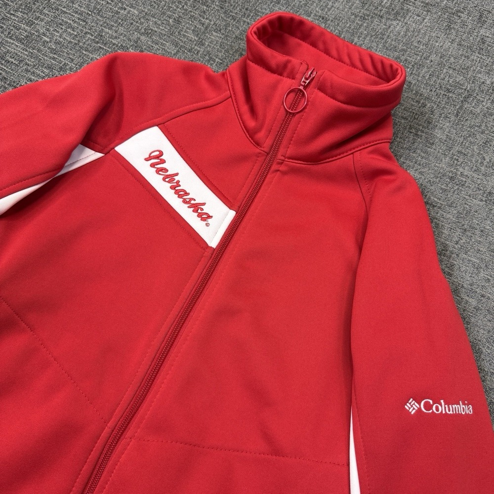 Nebraska Cornhuskers Columbia Jacket Women's M Full Zip Soft Shell Red White